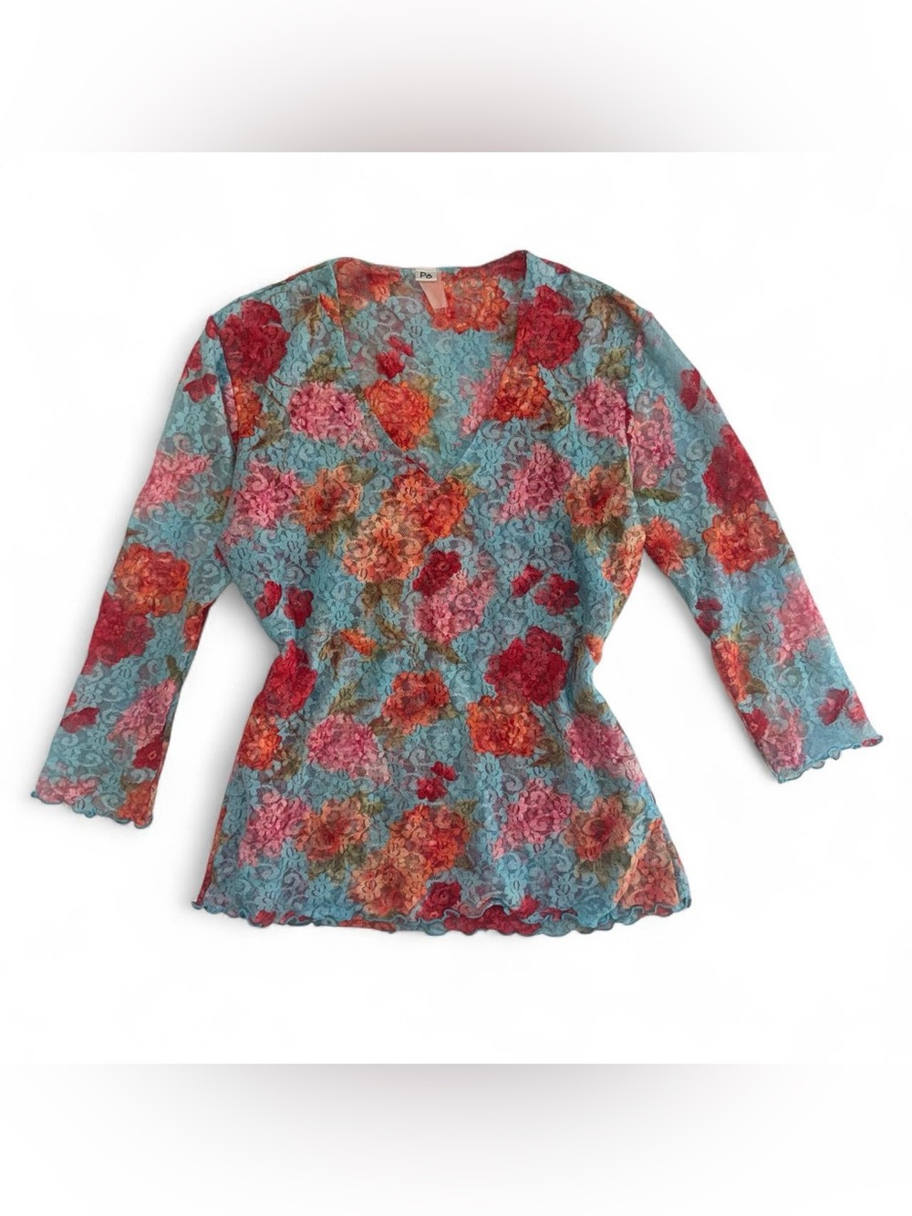 Y2K Floral Lace V-Neck Women's Top